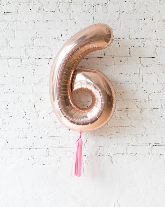 34in Rose Gold Foil Number with Bubblegum Pink Skirt