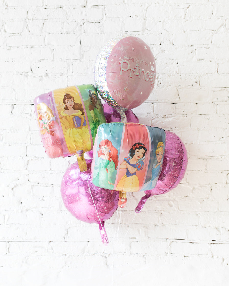 Princess-balloon-bouquet-pink-foil