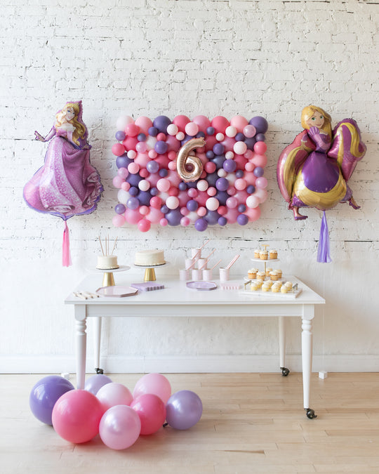 Princess Theme Balloon Board, Rapunzel & Sleeping Beauty Foil Balloons Set