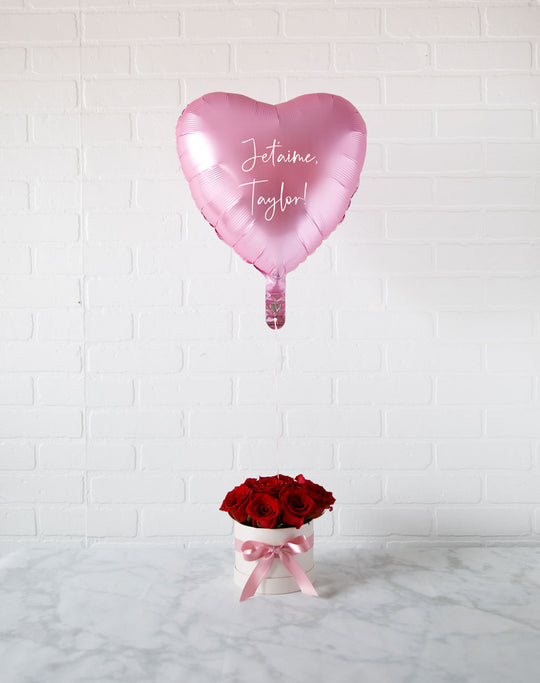 GIFT-18in Foil Heart and Red Rose Bloom Box