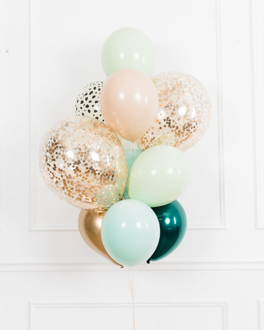 Serengeti - Confetti and 11in Balloons - bouquet of 10