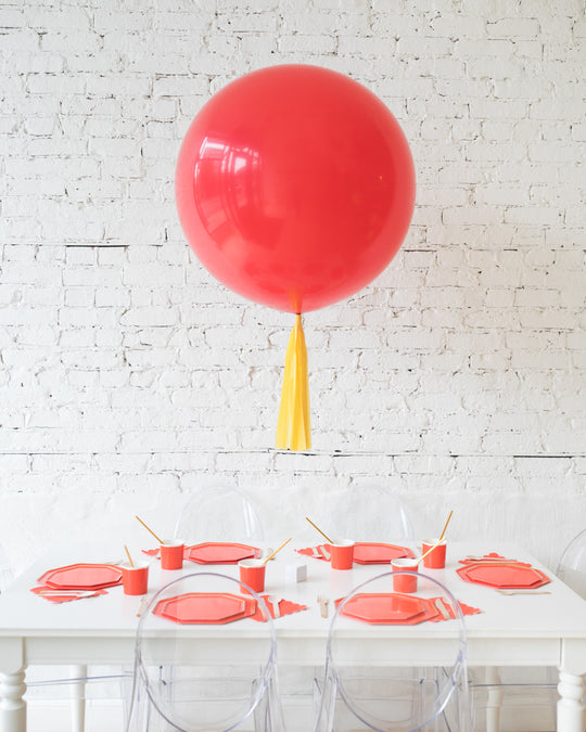 Red Giant Balloon and Yellow Skirt Centerpiece