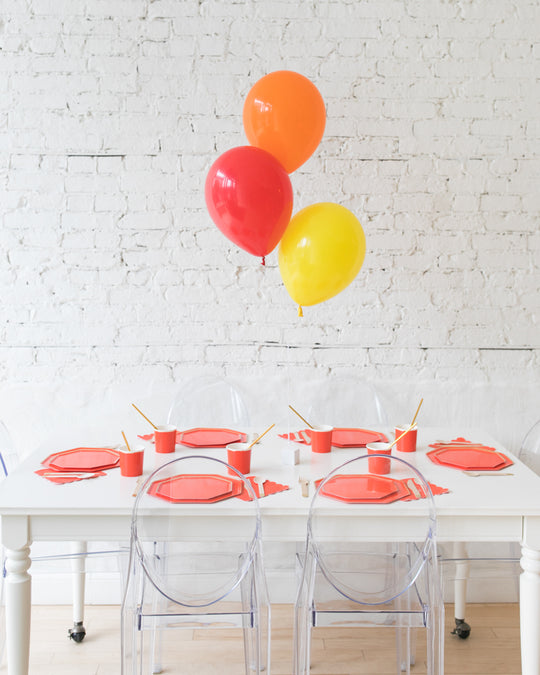 Orange, Red and Yellow 11in Balloons Centerpiece - bouquet of 3