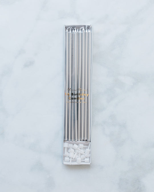 Meri Meri - Silver Candles - pack of 16