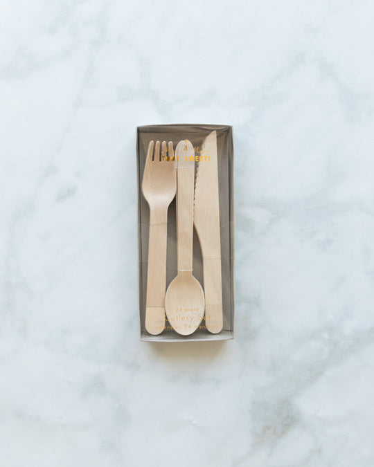 Meri Meri - Silver Dipped Wooden Cutlery Set - pack of 24