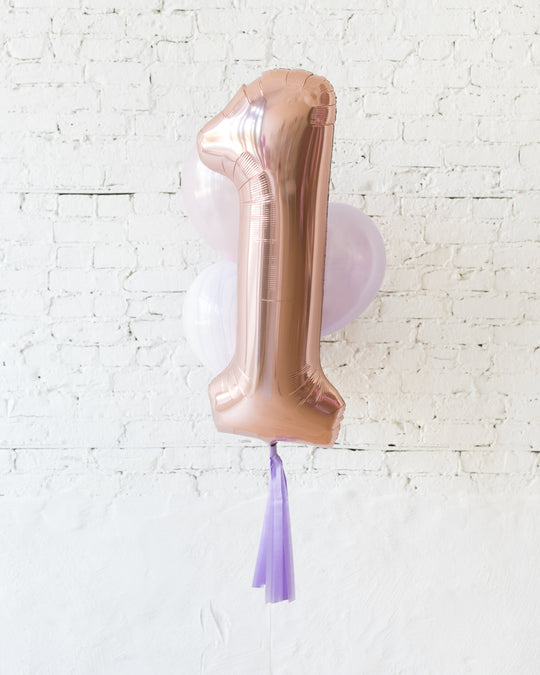 Unicorn Theme - Foil Number and Latex Balloons - bouquet of 4