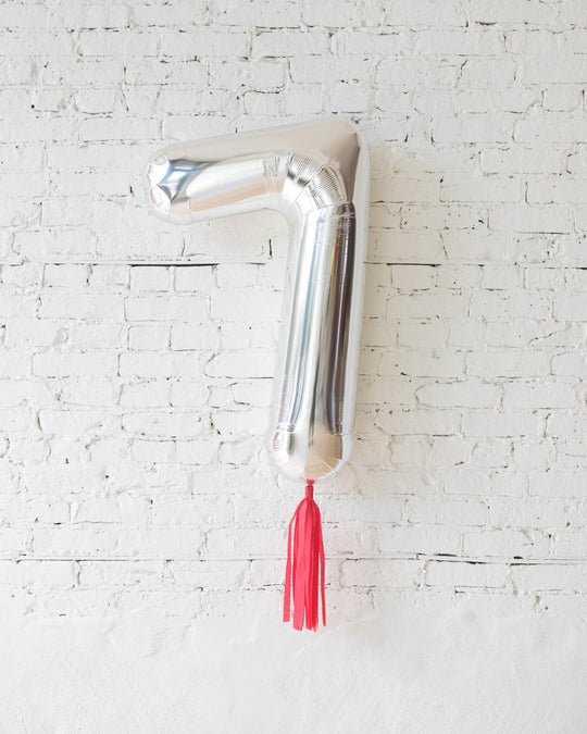 34in Silver Foil Number with Red Skirt