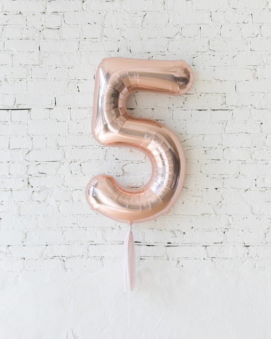 34in Rose Gold Foil Number with Mauve Skirt