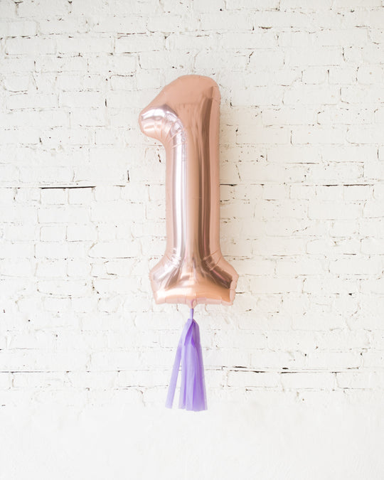 34in Rose Gold Foil Number with Lavender Skirt