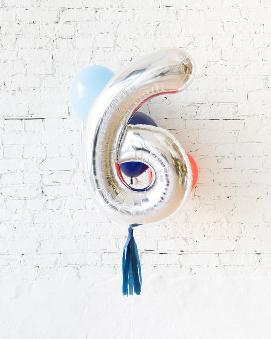 Custom Space Theme Foil Number and latex Balloons - bouquet of 4