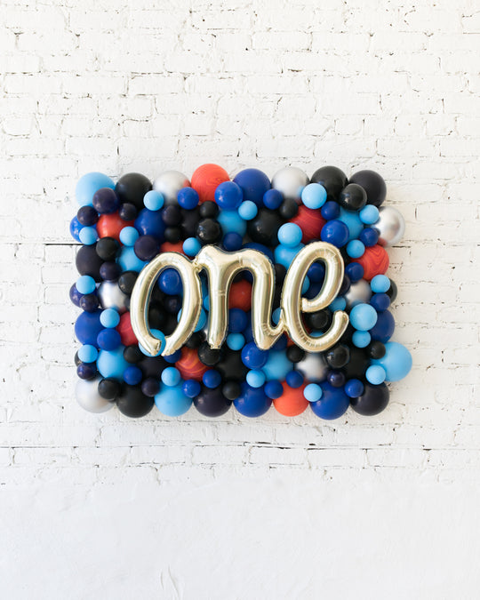 Space Theme One Script Balloon Backdrop Board - small