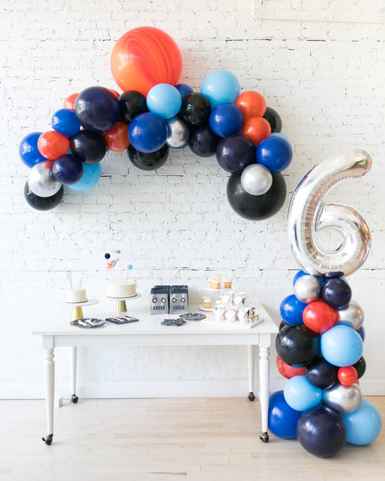 Space Theme Floating Arch & Number Column Set