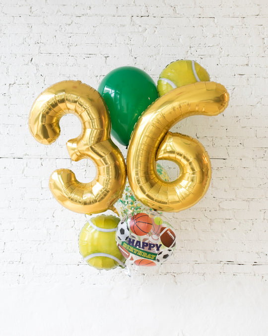 GIFT-Tennis Theme - Double-Digit Number Balloon Bouquet