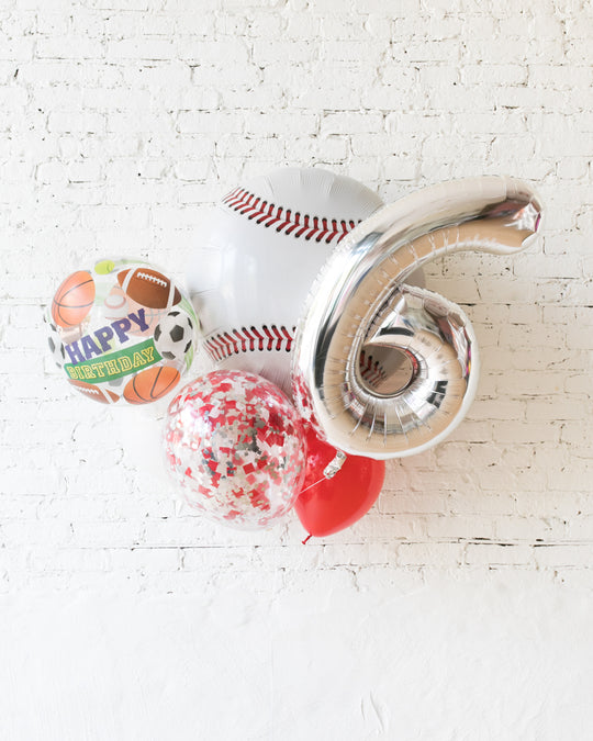 GIFT-Baseball Theme - Number Balloon Bouquet
