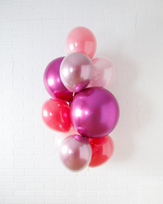 Pretty in Pink - Orb and 11in Balloons - bouquet of 10