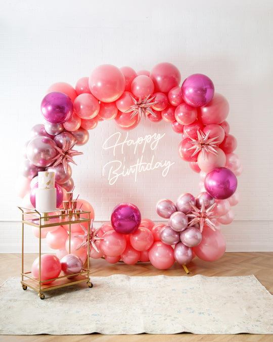 Pretty in Pink - Circle Frame Install Piece with Neon Sign