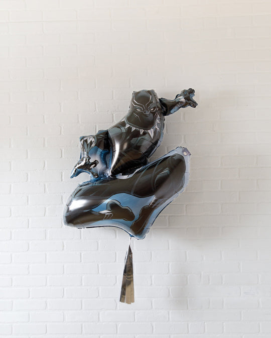 Panther King - 32in Black Panther Foil Balloon with Silver Skirt