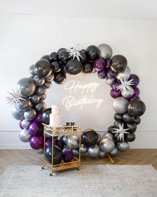 Panther King  - Circle Frame Install Piece with Neon Sign