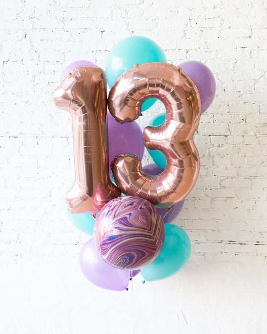 GIFT-Mermaid Palette Foil Number and Latex Balloon Bouquet