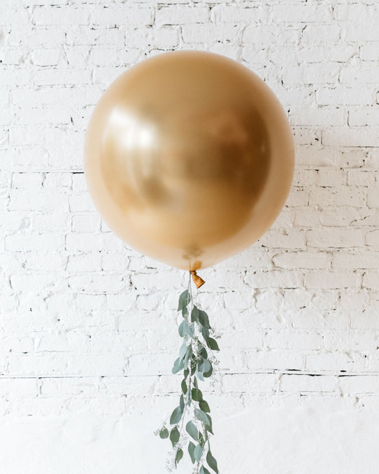 Brass Gold Giant Balloon and Eucalyptus Tassel