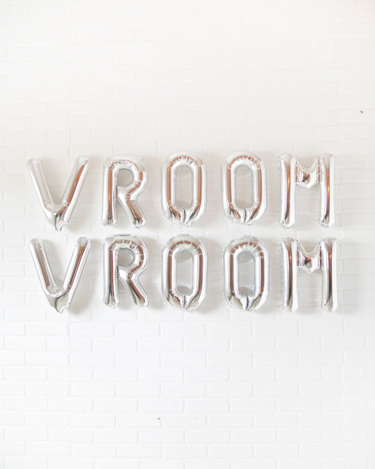 Racecar - VROOM VROOM 16in Silver Foil Letters Set
