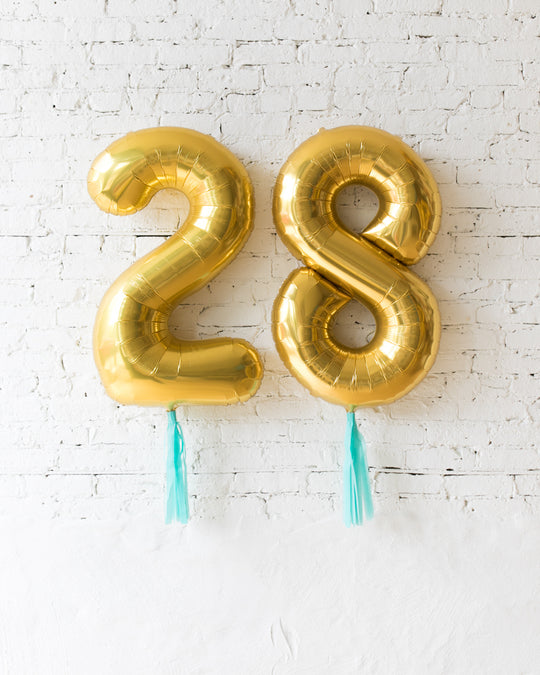 34in Gold Foil Numbers with Mint Skirts