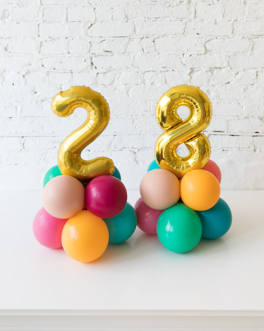 Tropical Time - Tabletop Foil Number on Balloon Base - 1.5ft