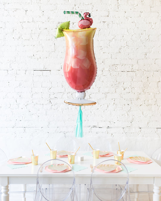 36in Cocktail Foil Balloon with Mint Skirt Centerpiece