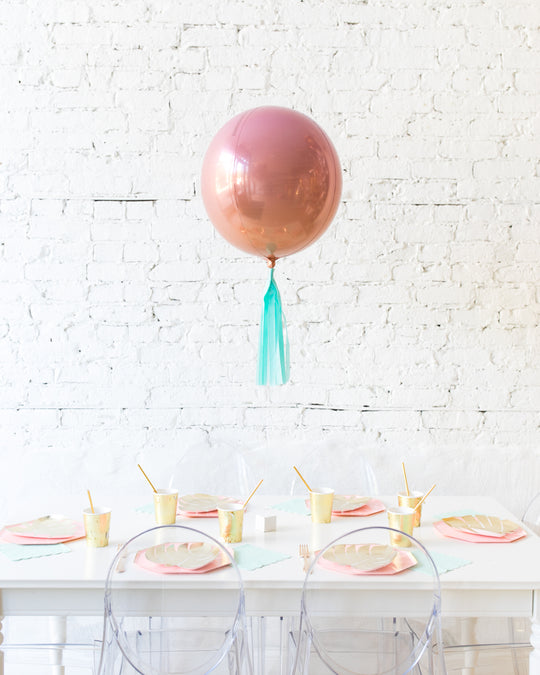 16in PInk & Coral ombré Foil Balloon with Mint Skirt Centerpiece
