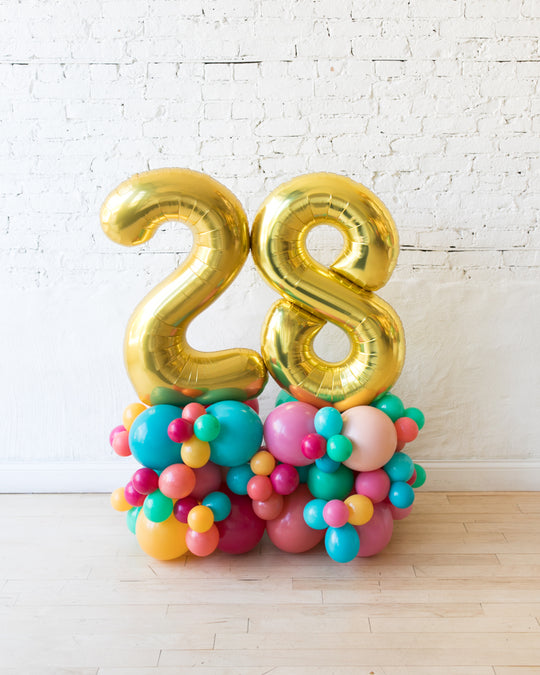 Tropical Time - Foil Number on Balloon Pedestal - 3ft