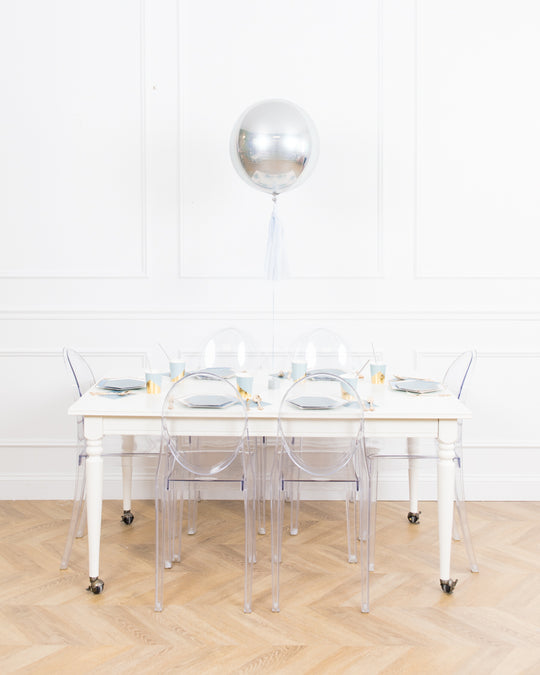 Twinkle Twinkle - 16in Silver Orb Centerpiece with Skirt