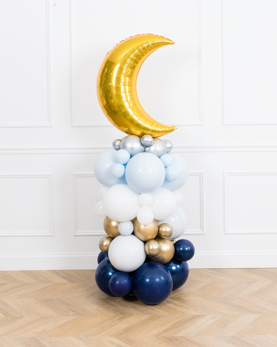 twinkle-baby-shower-balloons-blue-silver-gold-column-arch-set