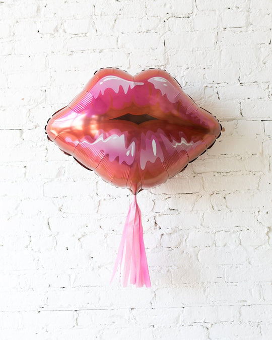 30in Red Lips Foil Balloon and Bubblegum Pink Skirt
