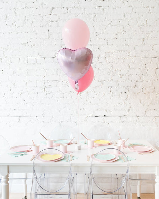Valentine's Day - Foil Heart and 11in Balloons Centerpiece - bouquet of 3