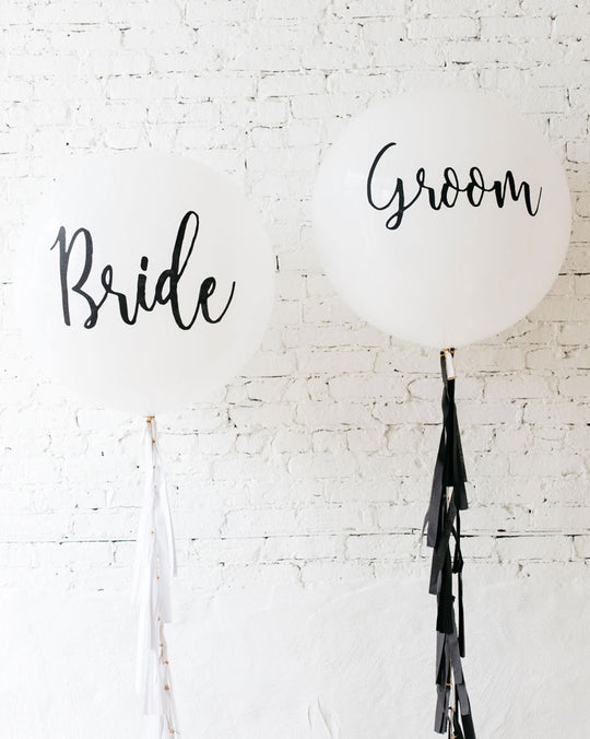 Bride & Groom Giant Balloon and Tassel Set
