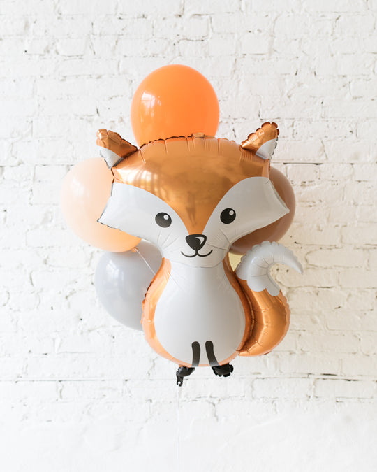 Woodland Theme - Fox Foil and 11in Balloons - bouquet of 7