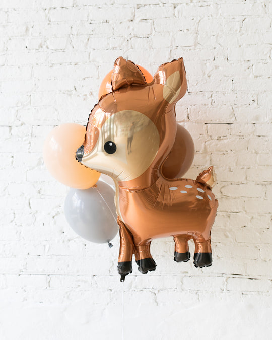 Woodland Theme - Deer Foil and 11in Balloons - bouquet of 7