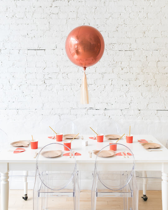 16in Orange Orb Balloon with Blush Skirt Centerpiece