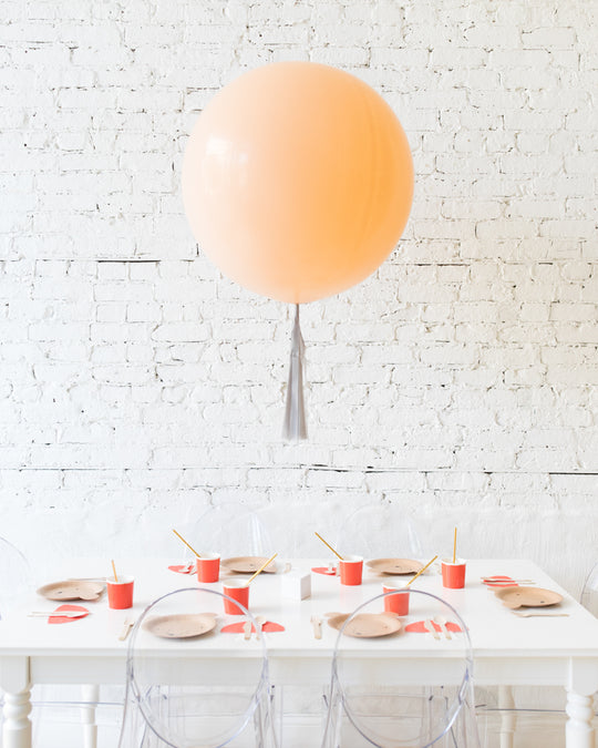 Blush Giant Balloon with Grey Skirt Centerpiece