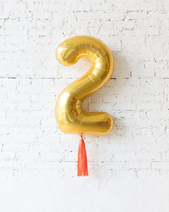 34in Gold Foil Number with Orange Skirt