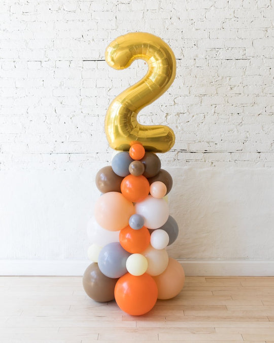 OUTDOOR-Woodland Theme - Number Balloon Column - 4ft
