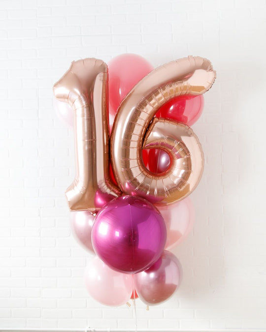 Life In Plastic - Foil Number and latex Balloons - 13 balloons